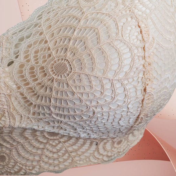 Wireless Lace Bra Plus Size 44 - Peach Lace - Picture 8 of 8